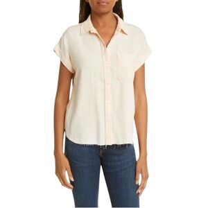 Rails Lex Short Sleeve Button Down Sz S Peach Acid Wash